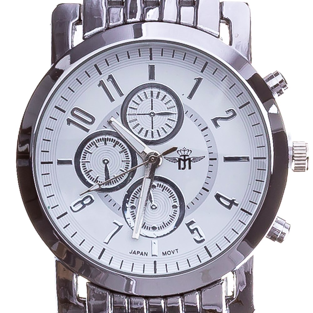 Мъжки часовник  Michael John Сребрист с бяла метална каишка, 2 - Kalapod.bg